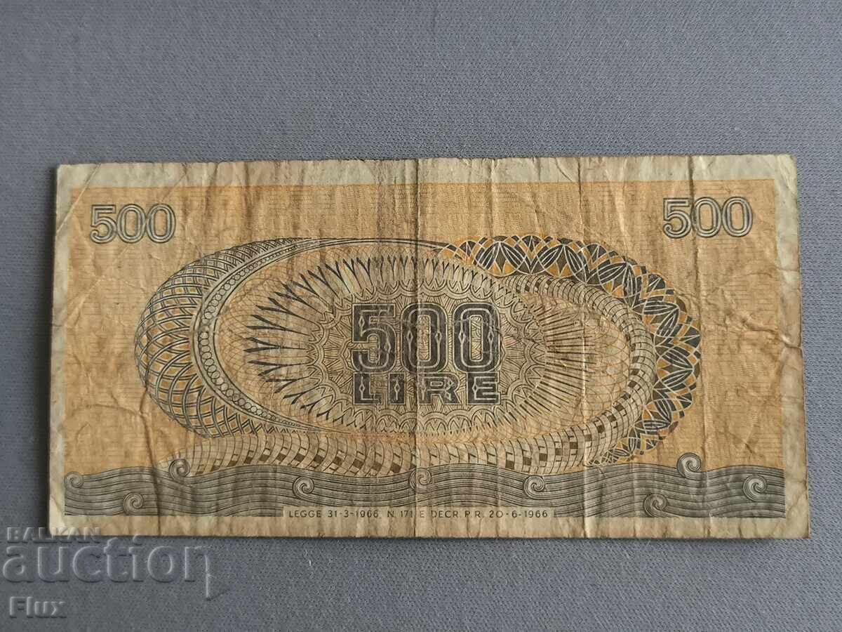 Bancnotă - Italia - 500 lire | 1966 cu preț 7.00 BGN | € 3.58 Bancnotă - Italia - 500 lire | 1966 cu preț 7.00 BGN | € 3.58