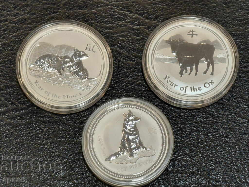 Trei monede de argint - 1 oz 999 Investiție - 1 buc. 140 /c