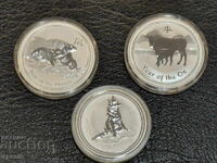 Trei monede de argint - 1 oz 999 Investiție - 1 buc. 140 /c