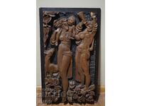1979 Κ.Τσανεφ Αριστούργημα μεγάλο ξυλόγλυπτο πάνελ 62 εκ