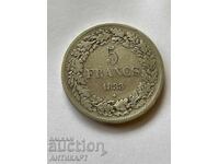 # 1 Βέλγιο σπάνιο ασημένιο νόμισμα 5 φράγκα 1833 Λεοπόλδος Α'