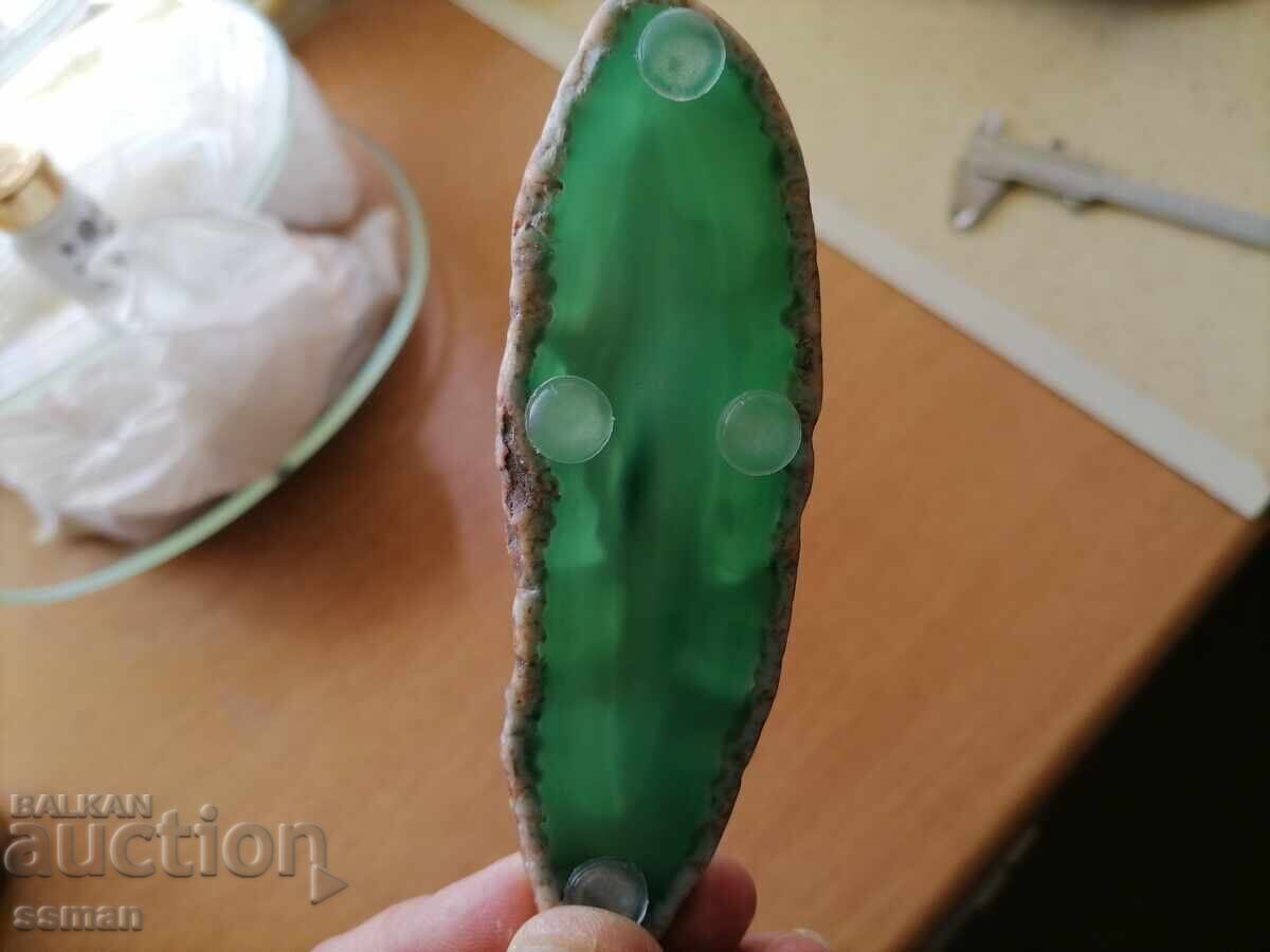 Δημοπρασία Διοραμα μακέτα πλάκα αχάτη καλσίτη ασημένιο καραβάκι