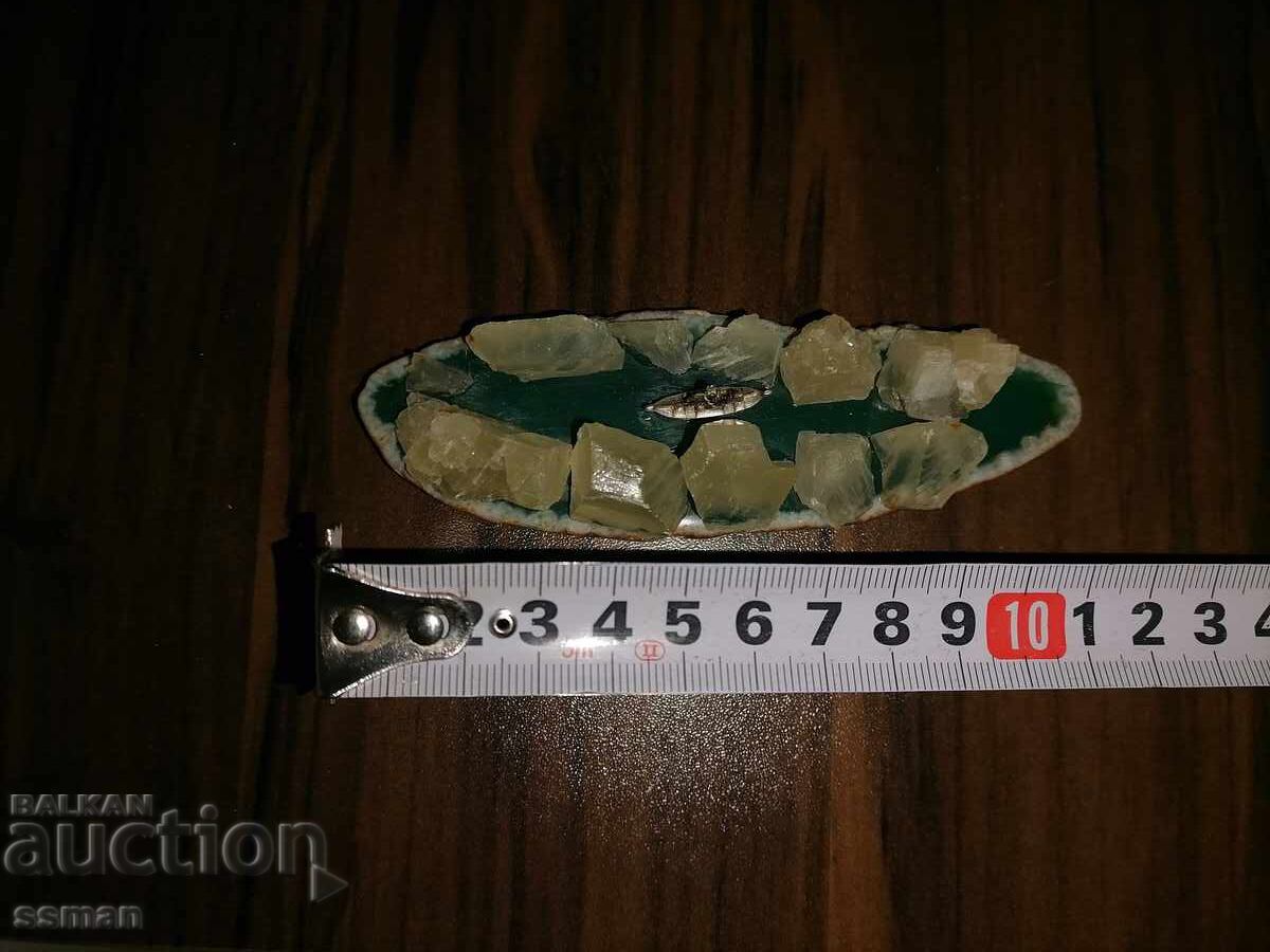 Dioramă machetă placă agat calcedonie barcă argintată - 5 Dioramă machetă placă agat calcedonie barcă argintată - 5