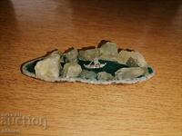 Dioramă machetă placă agat calcedonie barcă argintată