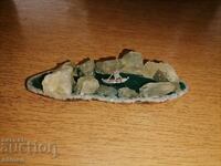 Dioramă machetă placă agat calcedonie barcă argintată