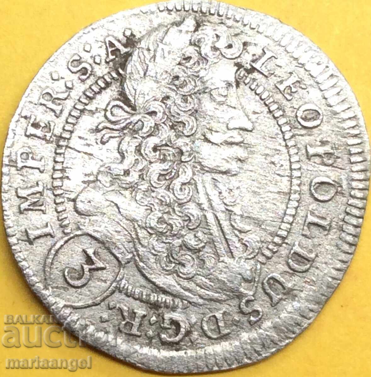 Παράδοση 3 Kreuzers 1704 Αυστρία Leopold Habsburg ασήμι Παράδοση 3 Kreuzers 1704 Αυστρία Leopold Habsburg ασήμι