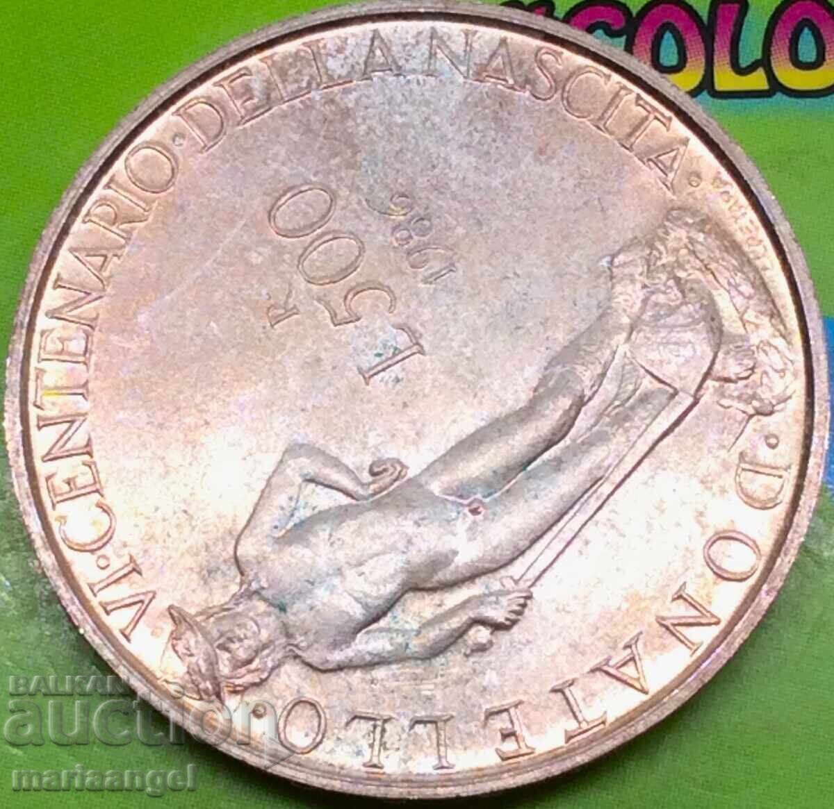 500 Lire 1986 Италия Донателло UNC сребро златна патина - 6 500 Lire 1986 Италия Донателло UNC сребро златна патина - 6