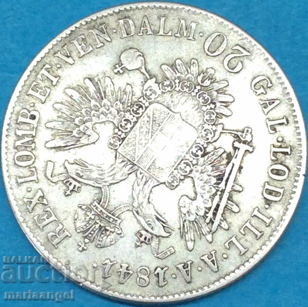 Livrarea Austria pentru Ungaria 20 Kreuzer 1841 A - Viena Ferdinand argint Livrarea Austria pentru Ungaria 20 Kreuzer 1841 A - Viena Ferdinand argint