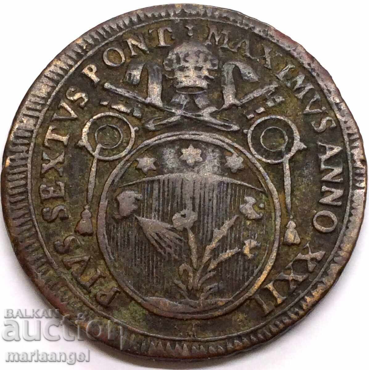 Licitație Pius VI 1797 60 baiochi (Sesanta) Vatican 14,47g RARE Licitație Pius VI 1797 60 baiochi (Sesanta) Vatican 14,47g RARE