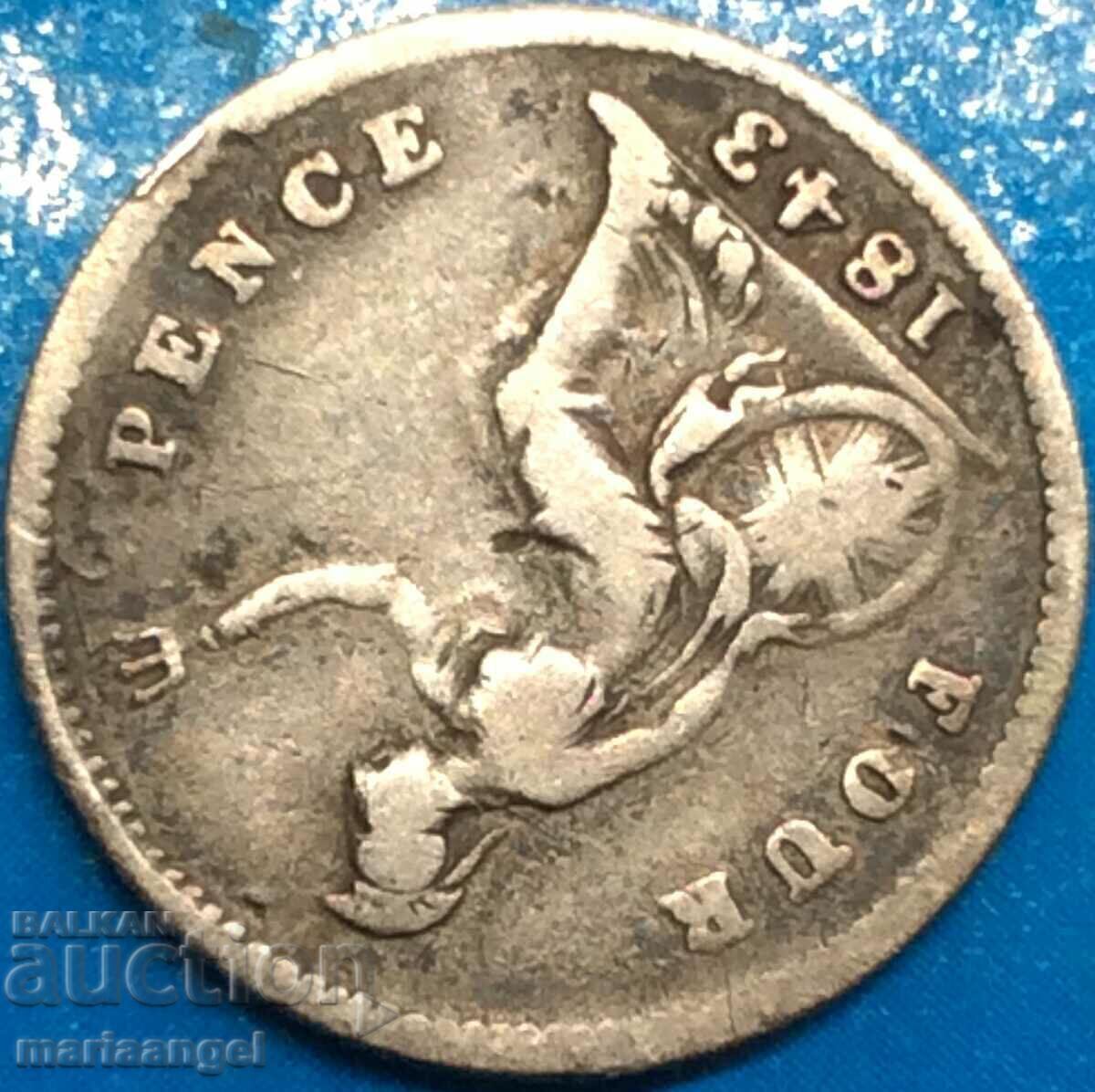 Великобритания 4 пенса 1843 Гроут Виктория сребро - 6 Великобритания 4 пенса 1843 Гроут Виктория сребро - 6