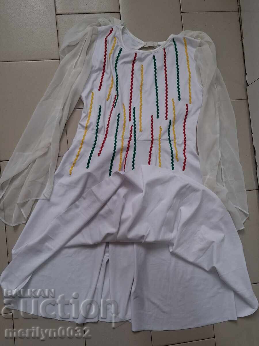 Λευκό φόρεμα με μεταξωτά μανίκια, παραδοσιακή φορεσιά, σουκμάν - 7 Λευκό φόρεμα με μεταξωτά μανίκια, παραδοσιακή φορεσιά, σουκμάν - 7