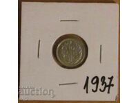 10 ЦЕНТА 1937 година, НИДЕРЛАНДИЯ - Сребро