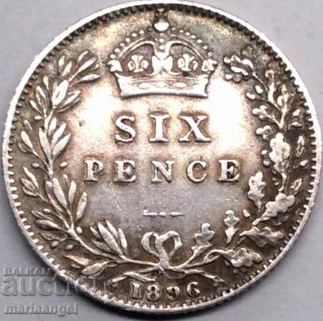 Великобритания 6 пенса 1896 Виктория сребро - рядка - 6 Великобритания 6 пенса 1896 Виктория сребро - рядка - 6