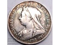 Great Britain 6 Pence 1896 Victoria Silver - Rare