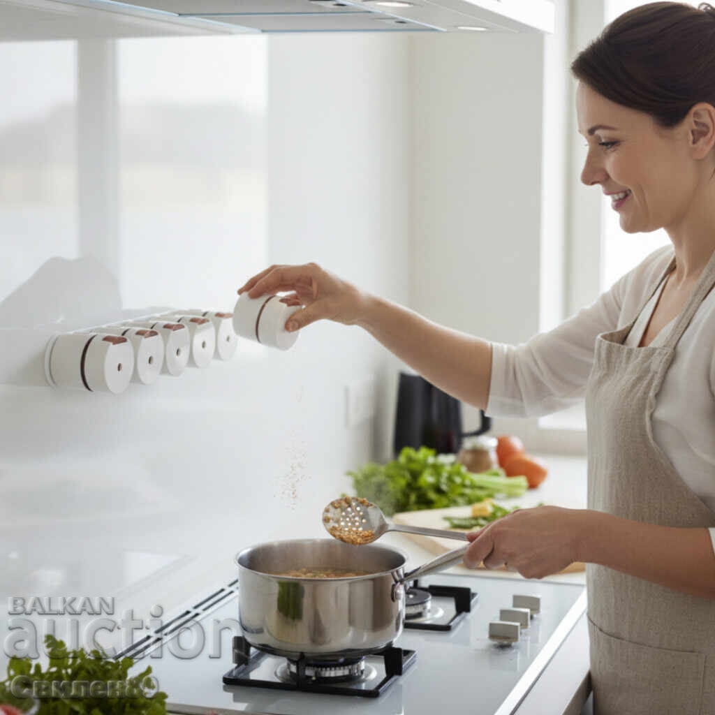 Μαγνητικά γυάλινα βάζα για μπαχαρικά 6 τεμαχίων – Κομψό σετ Μαγνητικά γυάλινα βάζα για μπαχαρικά 6 τεμαχίων – Κομψό σετ