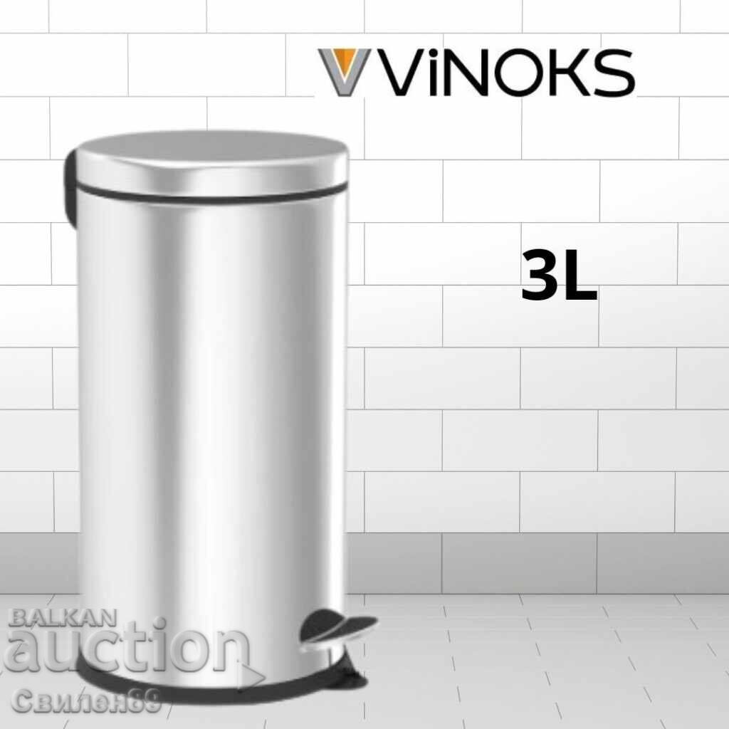 Delivery of Vinoks 409400, 3L, stainless steel pedal trash can Delivery of Vinoks 409400, 3L, stainless steel pedal trash can