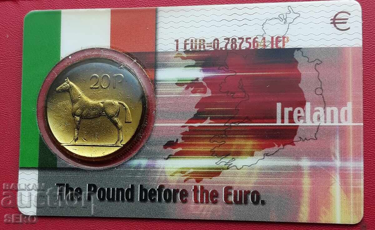 Ирландия-монетна карта с 20 пенса 1986 Ирландия-монетна карта с 20 пенса 1986
