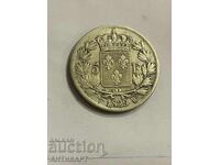 Франция рядка сребърна монета 5 франка Charles X 1829 W
