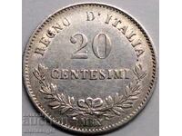 Ιταλία 20 λεπτά 1863 Μ - Μιλάνο ασήμι Πατίνα