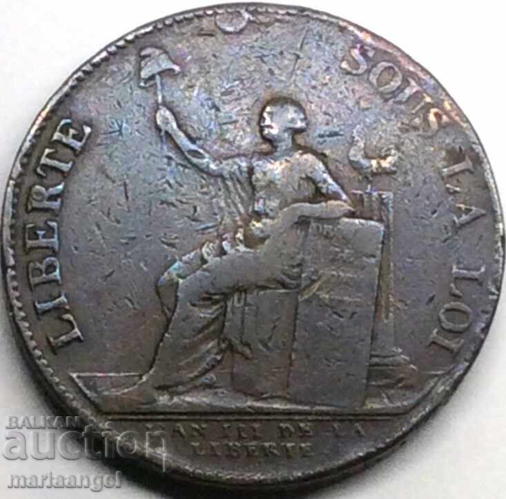 Franta 1791 2 sol Manneron Birmingham bronz - 6 Franta 1791 2 sol Manneron Birmingham bronz - 6