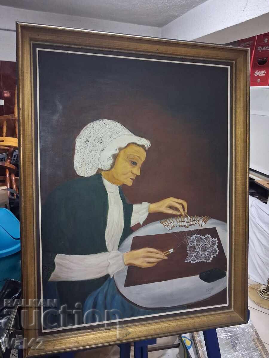 Auction Painting "Lace Maker" - ERNA, 1977 Auction Painting "Lace Maker" - ERNA, 1977