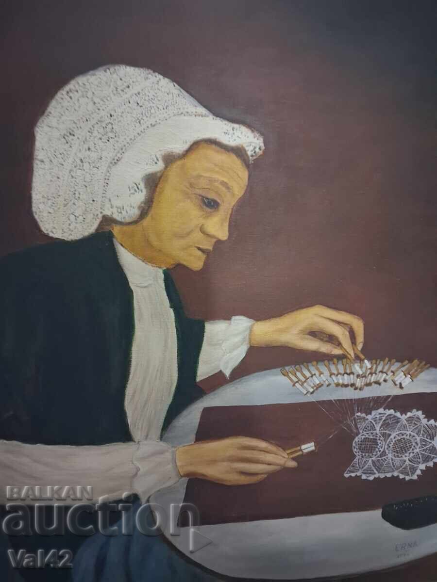 Delivery of Painting "Lace Maker" - ERNA, 1977 Delivery of Painting "Lace Maker" - ERNA, 1977
