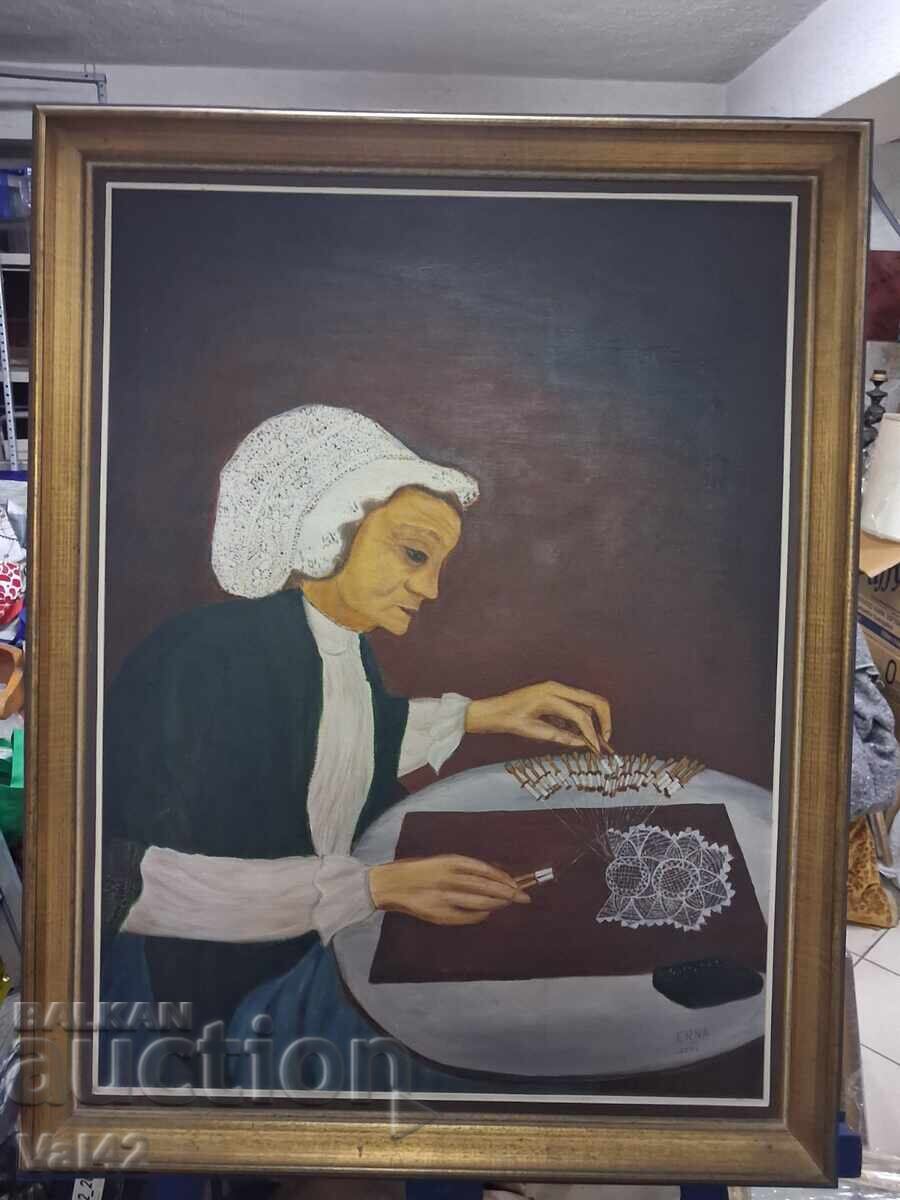 Painting "Lace Maker" - ERNA, 1977 Painting "Lace Maker" - ERNA, 1977