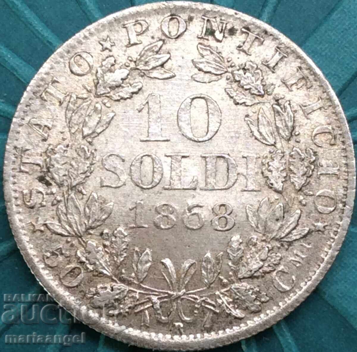 10 στρατιώτες 1868 Βατικανό Πίος Θ' Αν. XXIII ασήμι 10 στρατιώτες 1868 Βατικανό Πίος Θ' Αν. XXIII ασήμι