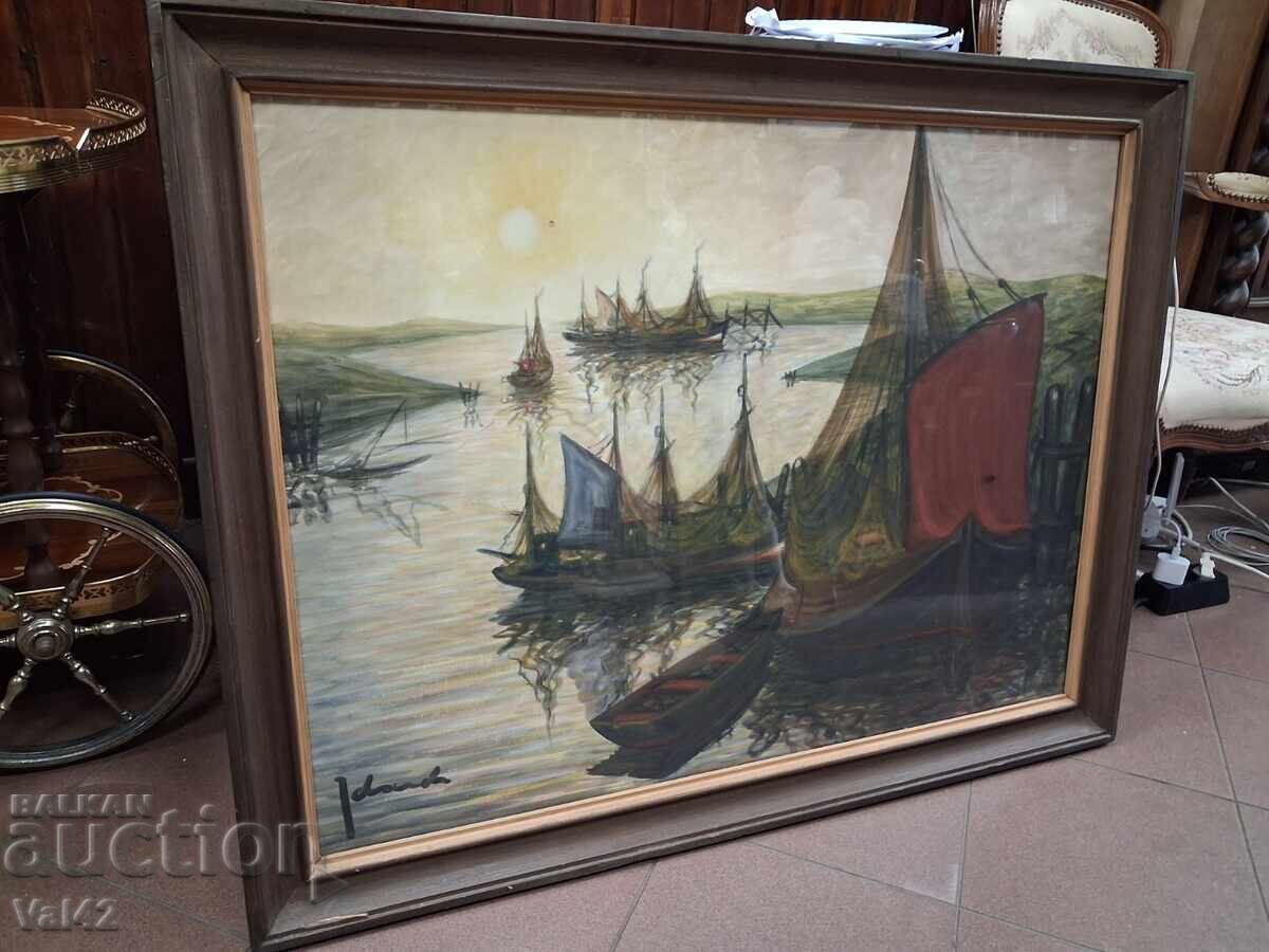 Аукцион Картина „Рибарски лодки при залез“ Аукцион Картина „Рибарски лодки при залез“