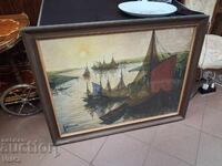 Картина „Рибарски лодки при залез“