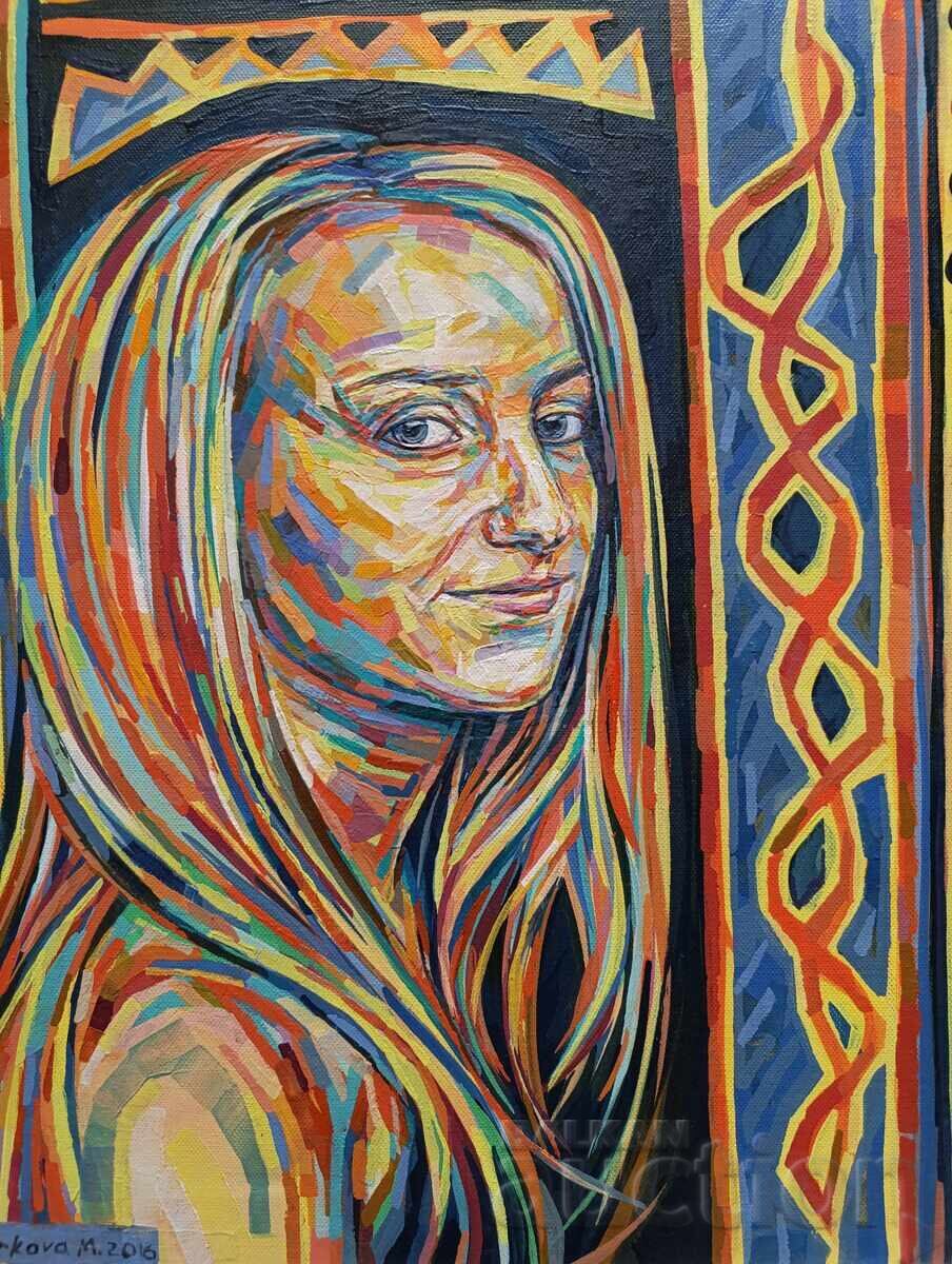 Maria Yurkova, portret feminin în ulei cu preț € 110.00 | 215.14 BGN