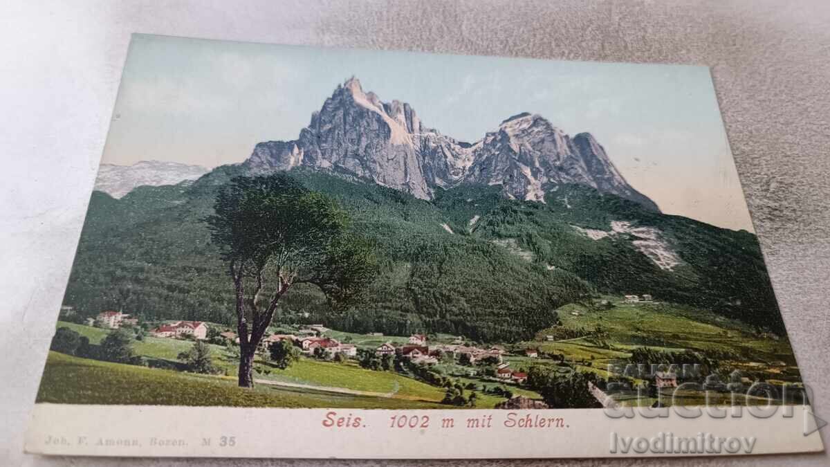 Postcard Seis. 1002 m with Schlern Postcard Seis. 1002 m with Schlern