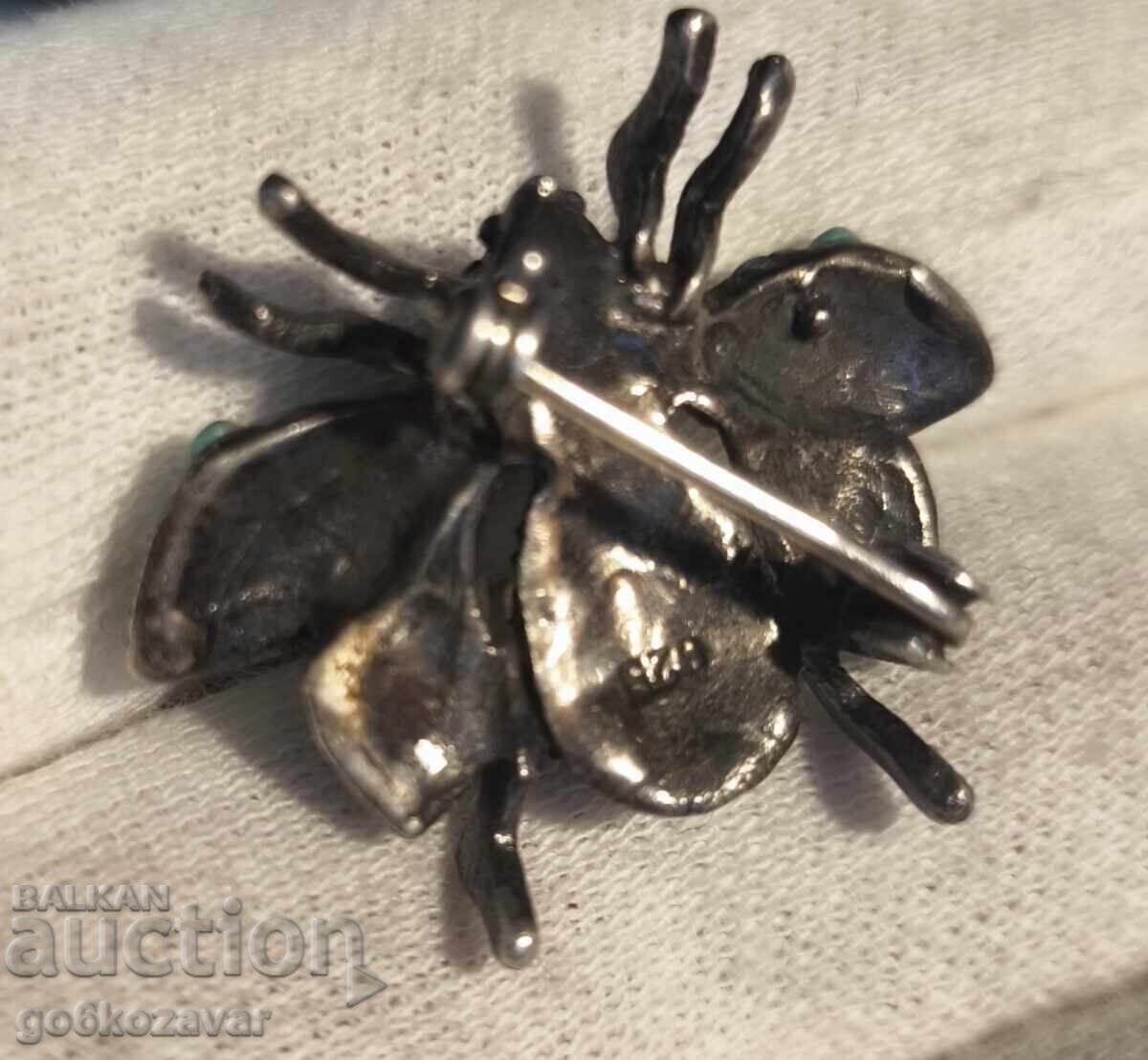 Auction  Brooch, vintage Bee Silver, Turquoise and Marcasite!
