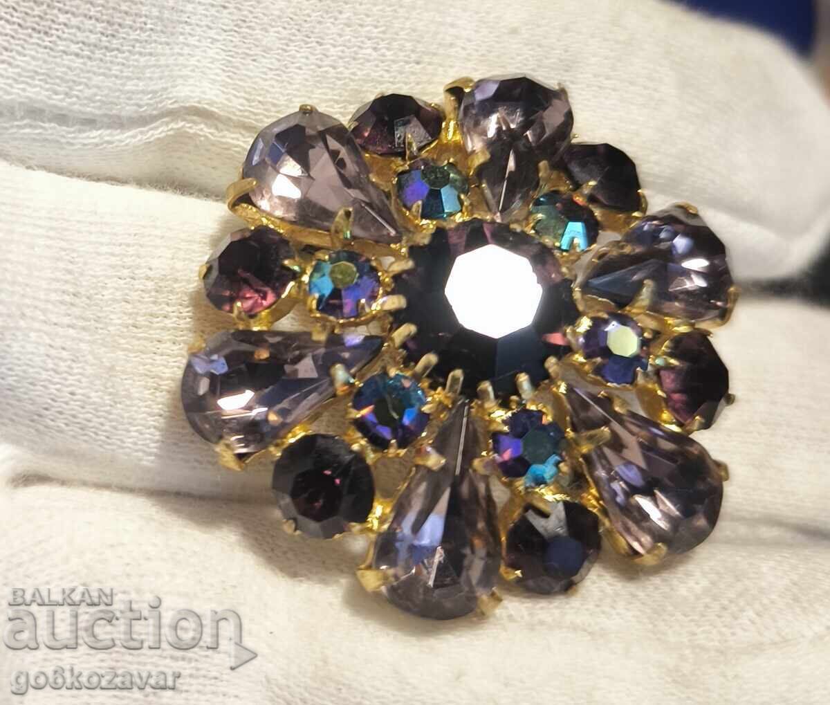 Винтидж ,Брошка „Цвете" с аврора бореалис кристали Красота - 6 Винтидж ,Брошка „Цвете" с аврора бореалис кристали Красота - 6