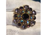 Винтидж ,Брошка „Цвете" с аврора бореалис кристали Красота