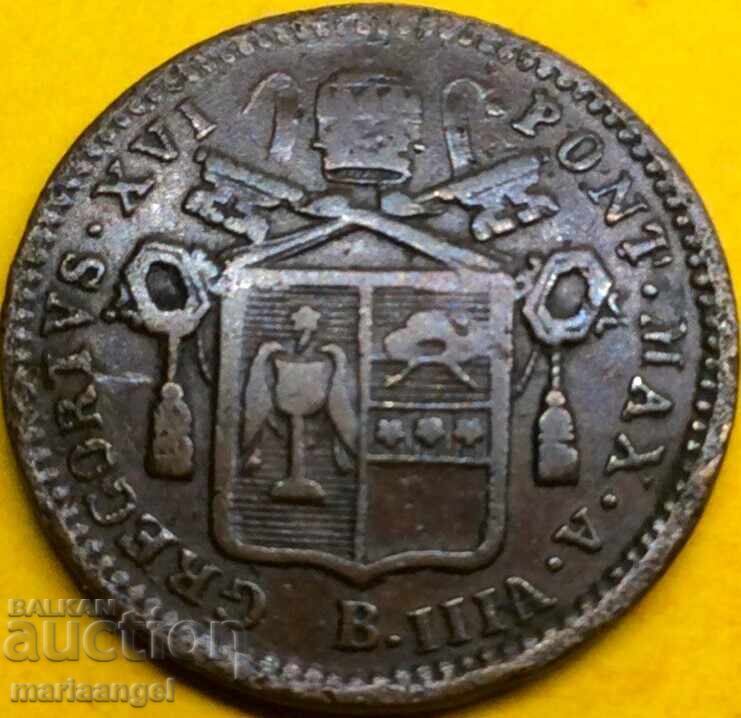 мецо 1/2 байоко 1838 Ватикана Рим Григори XVI 24мм бронз - 6 мецо 1/2 байоко 1838 Ватикана Рим Григори XVI 24мм бронз - 6