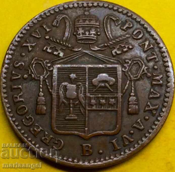 мецо 1/2 байоко 1836 Ватикана Рим Григори XVI 24мм бронз - 6 мецо 1/2 байоко 1836 Ватикана Рим Григори XVI 24мм бронз - 6