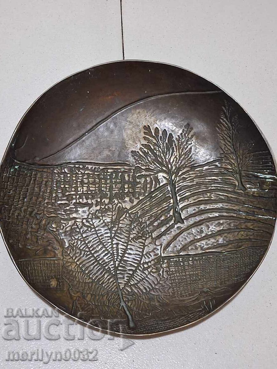 Bronze sculpture bowl bonbonniere bas-relief figure 70s Bronze sculpture bowl bonbonniere bas-relief figure 70s