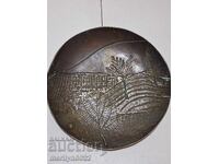 Bronze sculpture bowl bonbonniere bas-relief figure 70s