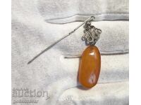 BROȘĂ VECHE CHIHIMBAR REGAL!