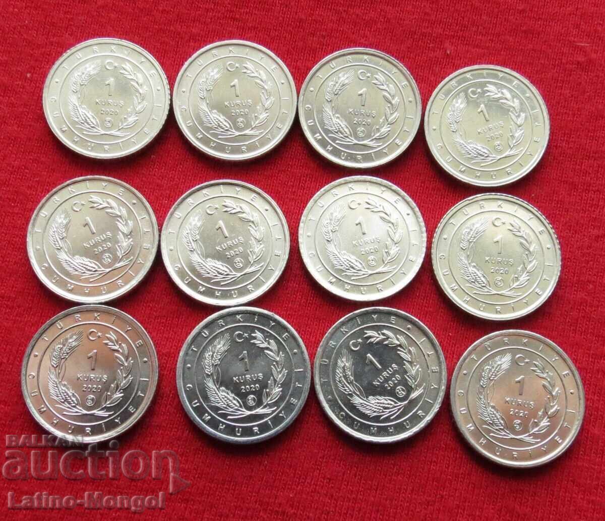 Турция  12 x 1 куруш  2020  птици with price € 7.70 | 15.06 BGN