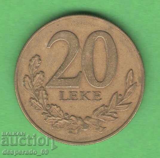 (¯`'•.¸ 20 lekë 2000 ALBANIA ¸.•'´¯) cu preț € 0.50 | 0.98 BGN