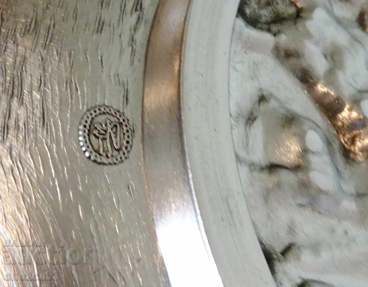 Калаена чиния с картина Сватосване,калаена сватба,19 см. - 6 Калаена чиния с картина Сватосване,калаена сватба,19 см. - 6