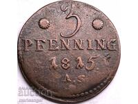 3 πφένιγκ Ρόστοκ 1815 Γερμανία Βόλεν Γκραντ