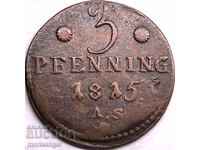 3 пфенига Росток 1815 Германия волен град
