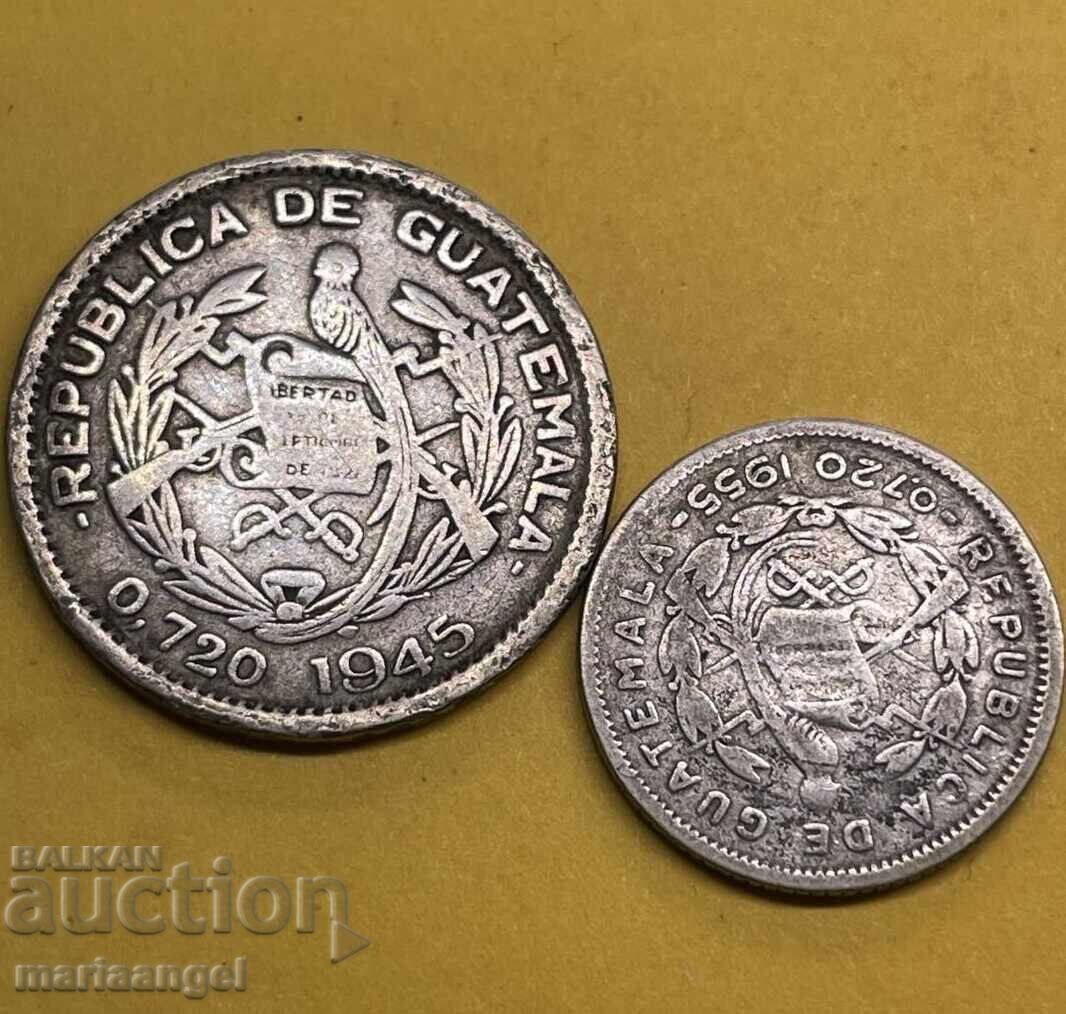 Доставка на Гватемала 10 цента 1924 + 5 цента 1955 центавос сребро Доставка на Гватемала 10 цента 1924 + 5 цента 1955 центавос сребро
