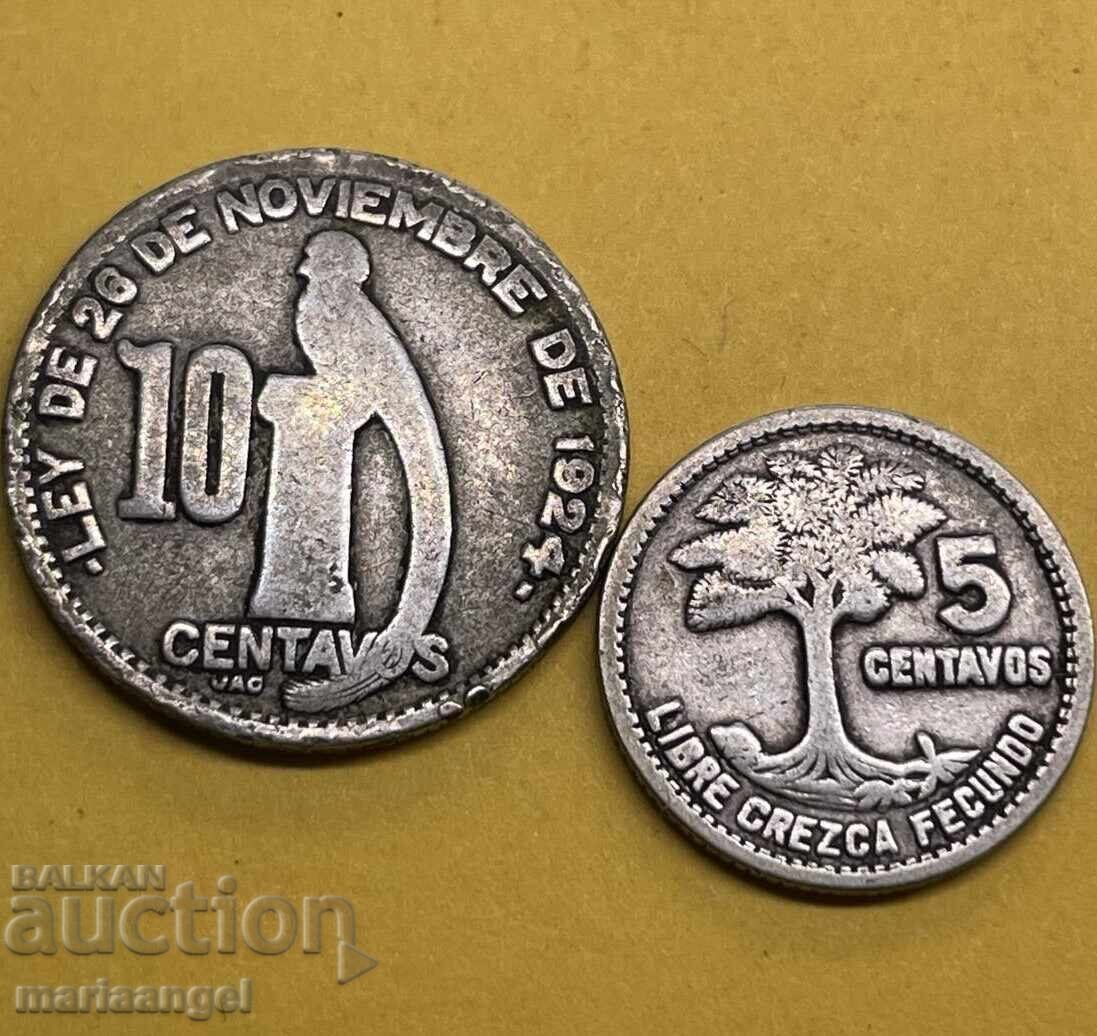 Гватемала 10 цента 1924 + 5 цента 1955 центавос сребро - 7 Гватемала 10 цента 1924 + 5 цента 1955 центавос сребро - 7