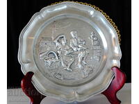 Farfurie de staniu cu pictură Mâncând struguri și pepene, Murillo