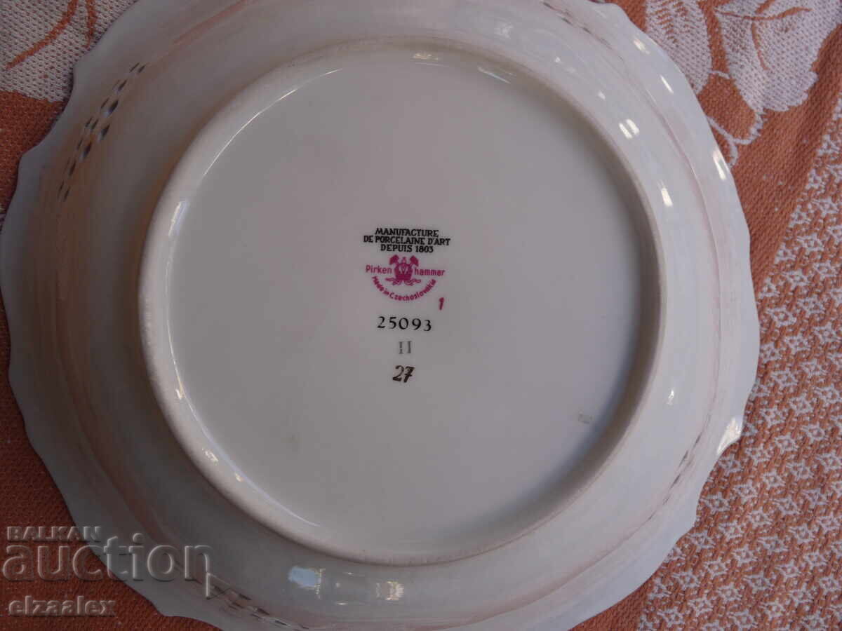 Porțelan pictat vechi Pirken hammer Cehoslovacia 23.5 / 17.5 - 6