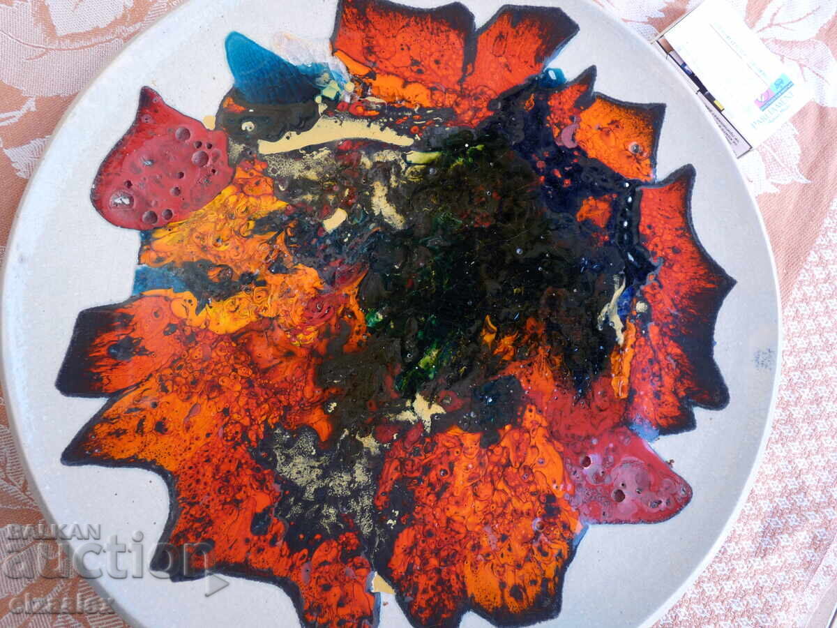 Δημοπρασία Μεγάλο, στιβαρό, ζωγραφισμένο πιάτο 42 εκ. 1989